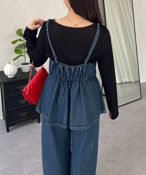 prose verse（プロズヴェール）の「ペプラムデニムオールインワン（サロペット/オーバーオール・レディース・ブルー・MEDIUM/LARGE/PM/PL）」の8枚目の写真