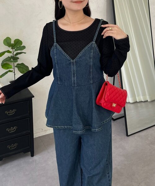 prose verse（プロズヴェール）の「ペプラムデニムオールインワン（サロペット/オーバーオール・レディース・ブルー・MEDIUM/LARGE/PM/PL）」の11枚目の写真
