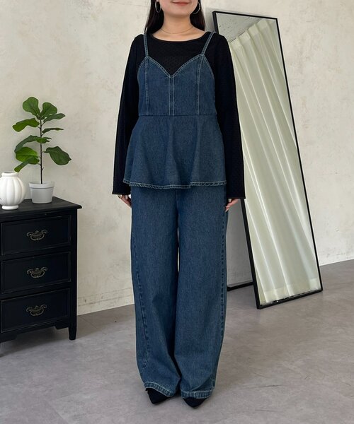 prose verse（プロズヴェール）の「ペプラムデニムオールインワン（サロペット/オーバーオール・レディース・ブルー・MEDIUM/LARGE/PM/PL）」の12枚目の写真