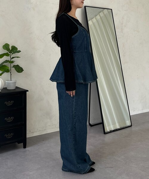 prose verse（プロズヴェール）の「ペプラムデニムオールインワン（サロペット/オーバーオール・レディース・ブルー・MEDIUM/LARGE/PM/PL）」の13枚目の写真