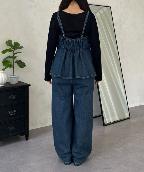 prose verse（プロズヴェール）の「ペプラムデニムオールインワン（サロペット/オーバーオール・レディース・ブルー・MEDIUM/LARGE/PM/PL）」の14枚目の写真