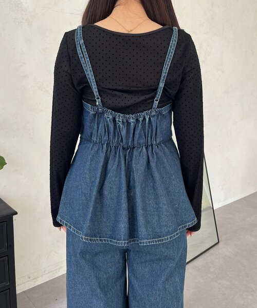 prose verse（プロズヴェール）の「ペプラムデニムオールインワン（サロペット/オーバーオール・レディース・ブルー・MEDIUM/LARGE/PM/PL）」の15枚目の写真