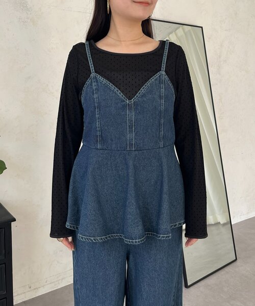 prose verse（プロズヴェール）の「ペプラムデニムオールインワン（サロペット/オーバーオール・レディース・ブルー・MEDIUM/LARGE/PM/PL）」の16枚目の写真