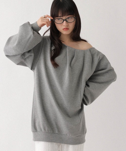 Heather（ヘザー）の「フロントタックチュニックスウェット　659601（スウェット・レディース・ピンク/オートミール/グレー・FREE）」の6枚目の写真