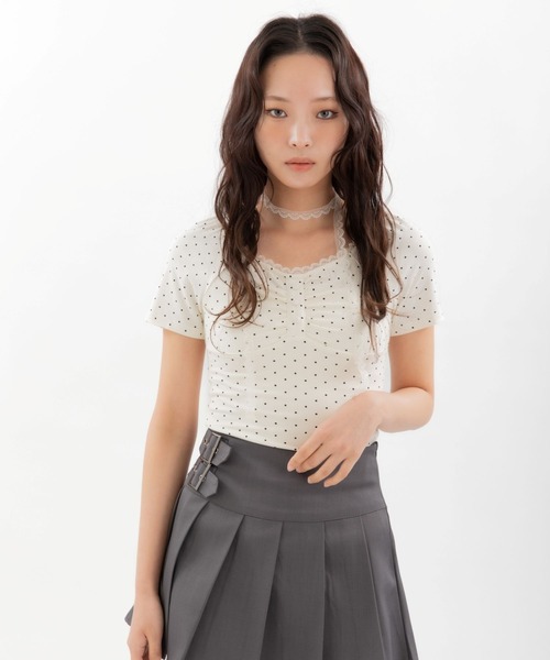 3.3 Field Trip (3.3フィールドトリップ)の「3.3 Field Trip/レースストールアソートショートスリーブトップス(Tシャツ/カットソー・レディース・カーキ/アイボリー/グレー/ブラック・FREE)」の22枚目の写真
