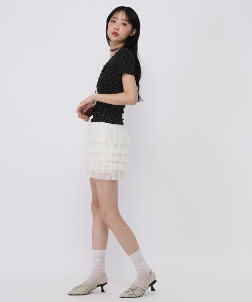 3.3 Field Trip (3.3フィールドトリップ)の「3.3 Field Trip/レースストールアソートショートスリーブトップス(Tシャツ/カットソー・レディース・カーキ/アイボリー/グレー/ブラック・FREE)」の7枚目の写真