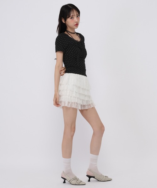 3.3 Field Trip (3.3フィールドトリップ)の「3.3 Field Trip/レースストールアソートショートスリーブトップス(Tシャツ/カットソー・レディース・カーキ/アイボリー/グレー/ブラック・FREE)」の6枚目の写真