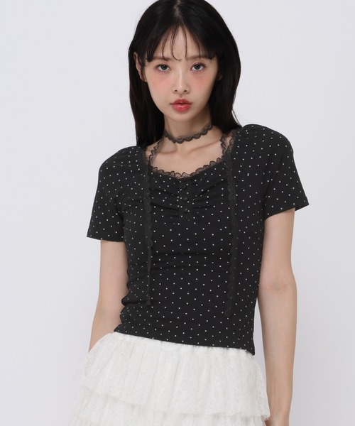 3.3 Field Trip (3.3フィールドトリップ)の「3.3 Field Trip/レースストールアソートショートスリーブトップス(Tシャツ/カットソー・レディース・カーキ/アイボリー/グレー/ブラック・FREE)」の9枚目の写真