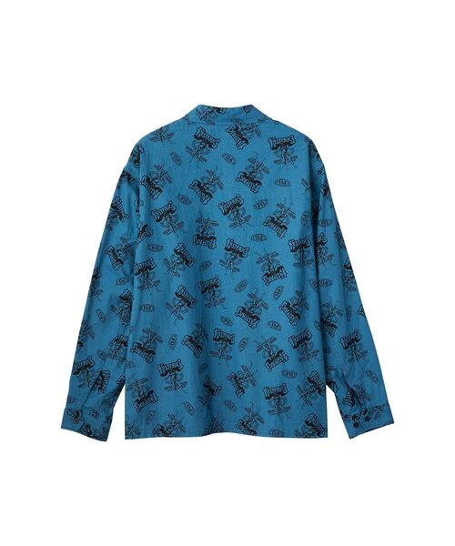 HYSTERIC GLAMOUR（ヒステリックグラマー）の「BAD ASS WHISKY柄 フラットカラーシャツ（シャツ/ブラウス・メンズ・ブラック系その他/ブルー系その他・SMALL/MEDIUM/LARGE/X-LARGE）」の3枚目の写真