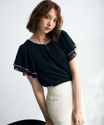 2026春夏新作 金ホックメロー配色ブラウス