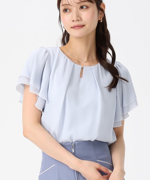 MISCH MASCH(ミッシュマッシュ)の「2026春夏新作 金ホックメロー配色ブラウス(シャツ/ブラウス・レディース・ピンク/ホワイト/ブラック/ホワイト×ブラック/ブルー・フリ-)」の11枚目の写真