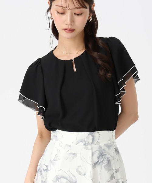 MISCH MASCH(ミッシュマッシュ)の「2026春夏新作 金ホックメロー配色ブラウス(シャツ/ブラウス・レディース・ピンク/ホワイト/ブラック/ホワイト×ブラック/ブルー・フリ-)」の12枚目の写真