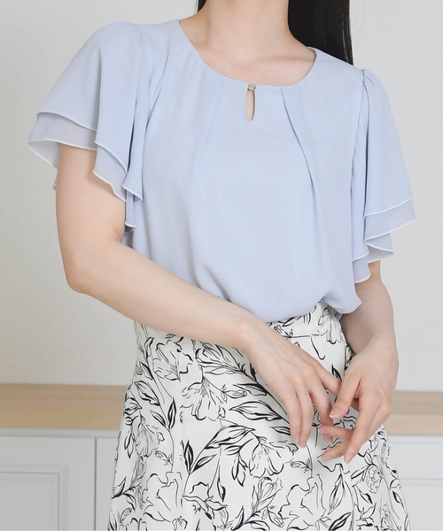 MISCH MASCH(ミッシュマッシュ)の「2026春夏新作 金ホックメロー配色ブラウス(シャツ/ブラウス・レディース・ピンク/ホワイト/ブラック/ホワイト×ブラック/ブルー・フリ-)」の14枚目の写真