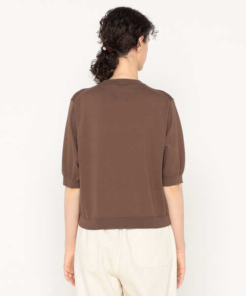 Women's Jersey Knit Half Sleeve Crew Neck Pullover（ニット