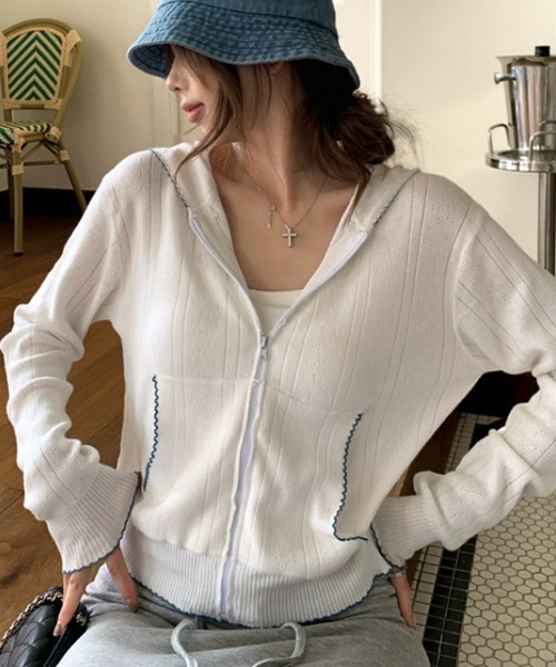 Ritzy(リッツィー)の「リブニットジップパーカー(パーカー・レディース・グレー・S/M/L/XL)」の4枚目の写真