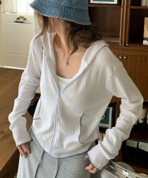 Ritzy(リッツィー)の「リブニットジップパーカー(パーカー・レディース・グレー・S/M/L/XL)」の5枚目の写真