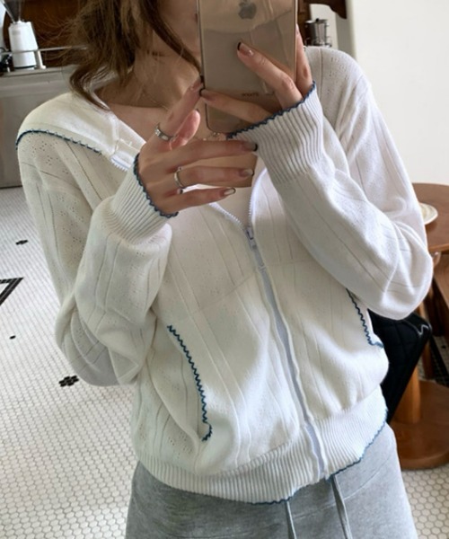 Ritzy(リッツィー)の「リブニットジップパーカー(パーカー・レディース・グレー・S/M/L/XL)」の3枚目の写真