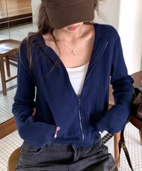 Ritzy(リッツィー)の「リブニットジップパーカー(パーカー・レディース・グレー・S/M/L/XL)」の12枚目の写真