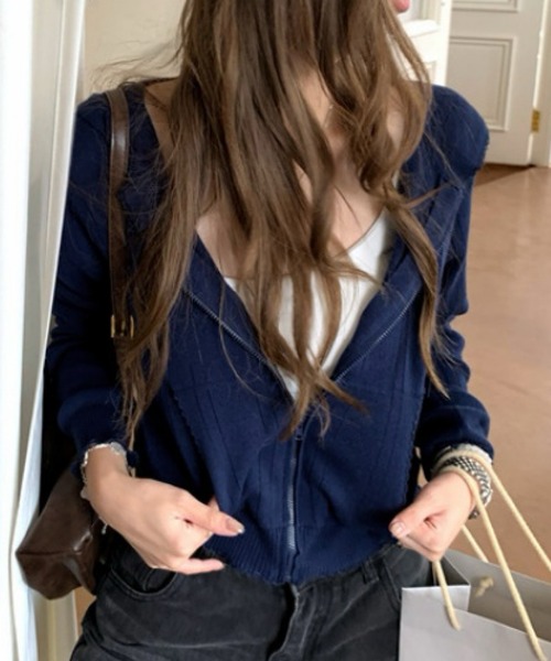 Ritzy(リッツィー)の「リブニットジップパーカー(パーカー・レディース・グレー・S/M/L/XL)」の14枚目の写真
