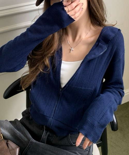 Ritzy(リッツィー)の「リブニットジップパーカー(パーカー・レディース・グレー・S/M/L/XL)」の18枚目の写真