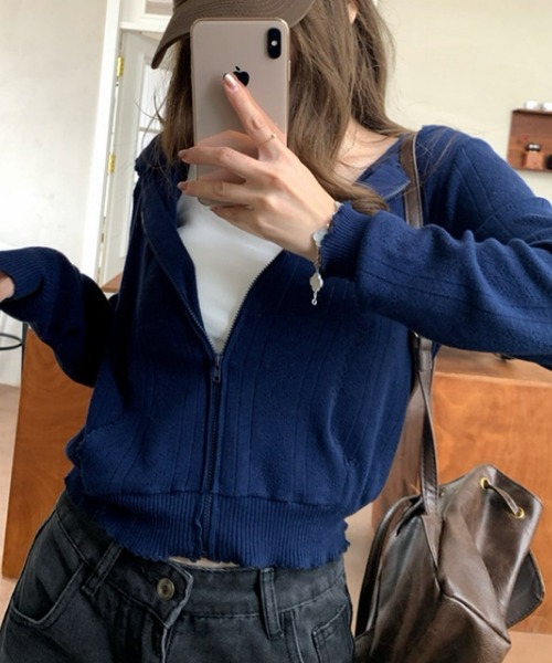 Ritzy(リッツィー)の「リブニットジップパーカー(パーカー・レディース・グレー・S/M/L/XL)」の19枚目の写真