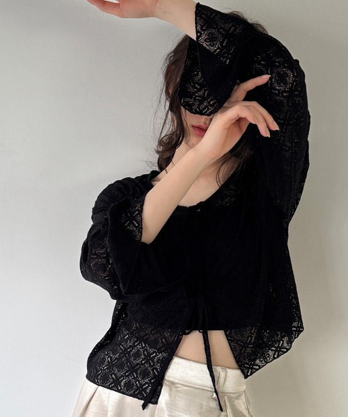 junoah（ジュノア）の「レースショートリボントップス（カーディガン/ボレロ・レディース・ホワイト/アイボリー/ブラック・SMALL/MEDIUM/LARGE）」の18枚目の写真