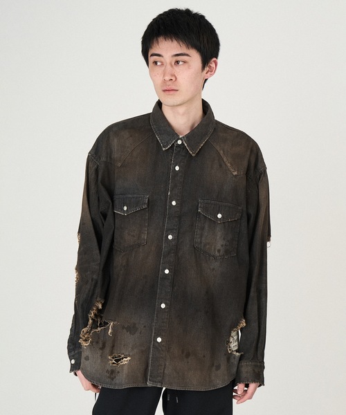 DISCOVERED（ディスカバード）の「CRASH DENIM SHIRTS（シャツ/ブラウス・メンズ・ブラック/インディゴブルー・1/3/2）」の12枚目の写真