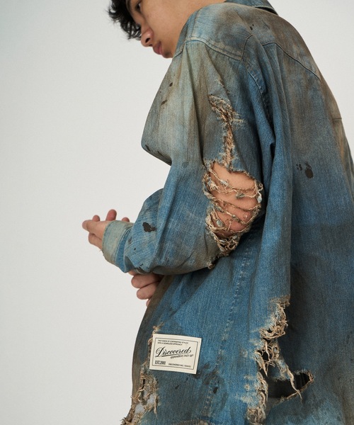 DISCOVERED（ディスカバード）の「CRASH DENIM SHIRTS（シャツ/ブラウス・メンズ・ブラック/インディゴブルー・1/3/2）」の3枚目の写真