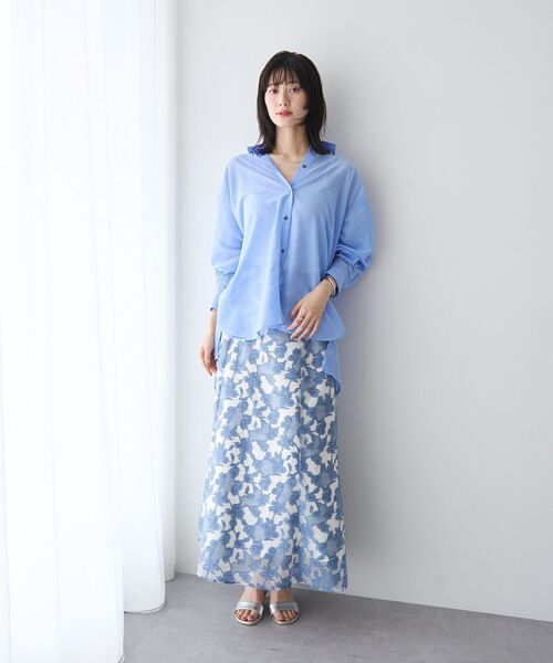 YECCA VECCA(イェッカヴェッカ)の「バック釦シアーシャツ(シャツ/ブラウス・レディース・チャコールグレー/ブルー/ピンク/ストライプ・FREE)」の10枚目の写真