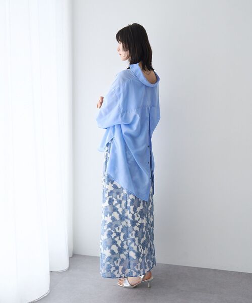 YECCA VECCA(イェッカヴェッカ)の「バック釦シアーシャツ(シャツ/ブラウス・レディース・チャコールグレー/ブルー/ピンク/ストライプ・FREE)」の12枚目の写真