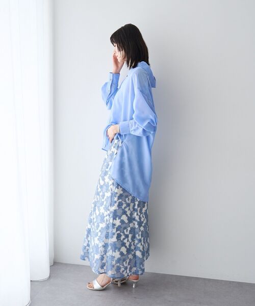 YECCA VECCA(イェッカヴェッカ)の「バック釦シアーシャツ(シャツ/ブラウス・レディース・チャコールグレー/ブルー/ピンク/ストライプ・FREE)」の13枚目の写真