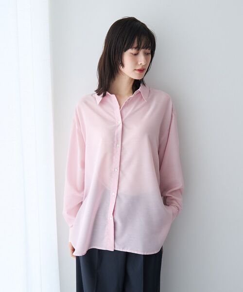 YECCA VECCA(イェッカヴェッカ)の「バック釦シアーシャツ(シャツ/ブラウス・レディース・チャコールグレー/ブルー/ピンク/ストライプ・FREE)」の15枚目の写真