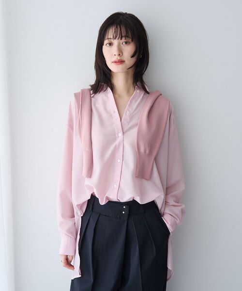 YECCA VECCA(イェッカヴェッカ)の「バック釦シアーシャツ(シャツ/ブラウス・レディース・チャコールグレー/ブルー/ピンク/ストライプ・FREE)」の16枚目の写真
