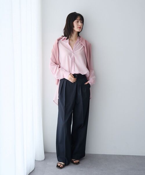 YECCA VECCA(イェッカヴェッカ)の「バック釦シアーシャツ(シャツ/ブラウス・レディース・チャコールグレー/ブルー/ピンク/ストライプ・FREE)」の19枚目の写真