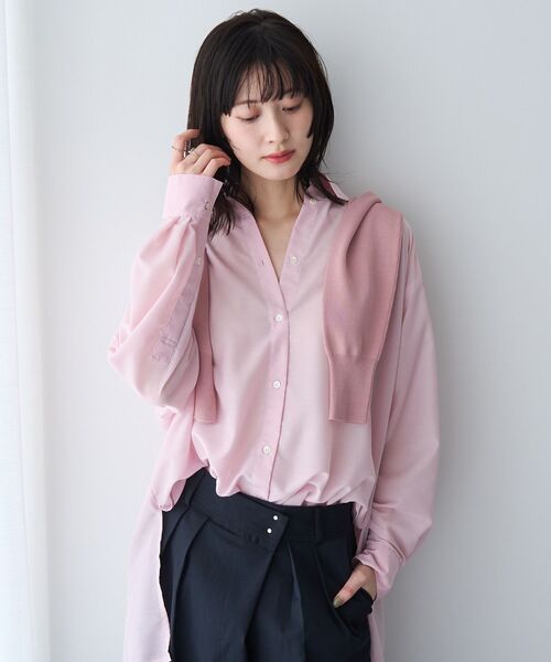 YECCA VECCA(イェッカヴェッカ)の「バック釦シアーシャツ(シャツ/ブラウス・レディース・チャコールグレー/ブルー/ピンク/ストライプ・FREE)」の5枚目の写真