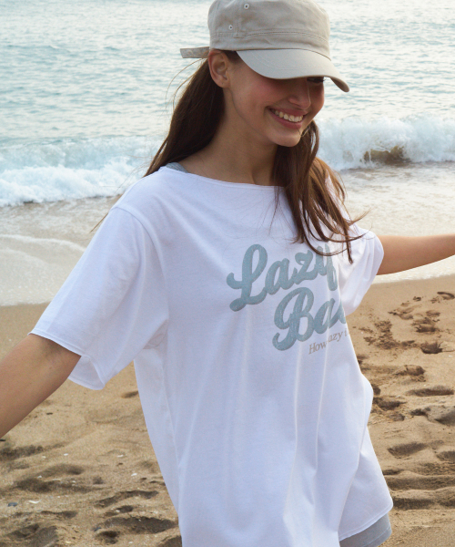 LAZYZ（レイジジ）の「ハウレイジオフショルダーティーシャツ（4色展開）（Tシャツ/カットソー・レディース・ネイビー/ホワイト/ライトグレー/スカイブルー・FREE）」の9枚目の写真