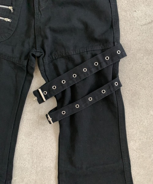 link lot（リンクロット）の「アイレットベルト付きZIPフレアブラックデニムパンツ（デニムパンツ・メンズ・ブラック・L/M）」の8枚目の写真