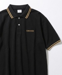 2026SS CONVERSE/コンバース  ダブルフェイス カノコ ワンポイント刺繍 無地 リブライン ポロシャツ レディース メンズ