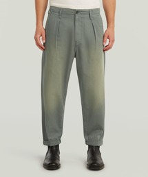 G-STAR | Pleated Chino Relaxed Tapered/ヴィンテージライクフロントプリーツデザインリラックステーパードチノパンツ(スラックス)