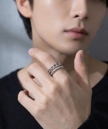 MONOCHROME（モノクローム）の「ステンレスダブルチェーンニュアンスリング（リング）」