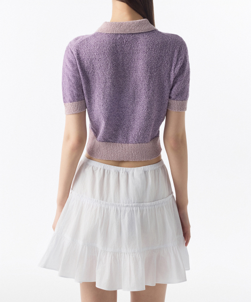 MUSINSA STANDARD WOMAN（ムシンサスタンダードウーマン）の「ウィメンズブークルニットポロシャツ[パープル]（ニット/セーター・レディース・その他・X-SMALL/SMALL/MEDIUM/LARGE）」の2枚目の写真