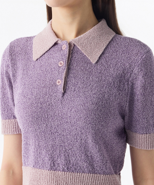 MUSINSA STANDARD WOMAN（ムシンサスタンダードウーマン）の「ウィメンズブークルニットポロシャツ[パープル]（ニット/セーター・レディース・その他・X-SMALL/SMALL/MEDIUM/LARGE）」の3枚目の写真