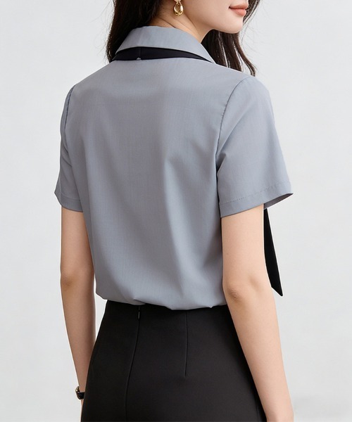 ReRe（リリ）の「リボンアクセントブラウス（シャツ/ブラウス・レディース・グレー・MEDIUM/LARGE/X-LARGE）」の7枚目の写真