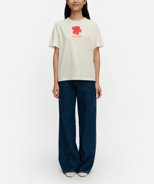 marimekko(マリメッコ)の「【kioski】 Erna Unikko / t-shirt(Tシャツ/カットソー・レディース・レッド/イエロー・X-SMALL/SMALL/MEDIUM/LARGE)」の1枚目の写真