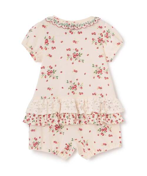 sense of wonder（センスオブワンダー）の「オーガニック野イチゴ半袖ショートオール【日本製】（ロンパース・キッズ・ホワイト系・70cm/80ｃｍ）」の2枚目の写真