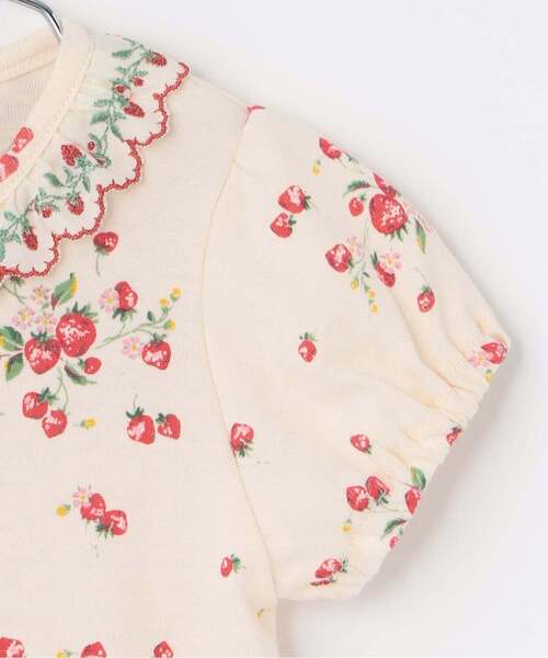 sense of wonder（センスオブワンダー）の「オーガニック野イチゴ半袖ショートオール【日本製】（ロンパース・キッズ・ホワイト系・70cm/80ｃｍ）」の4枚目の写真
