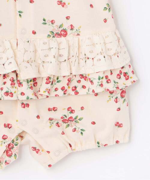 sense of wonder（センスオブワンダー）の「オーガニック野イチゴ半袖ショートオール【日本製】（ロンパース・キッズ・ホワイト系・70cm/80ｃｍ）」の5枚目の写真
