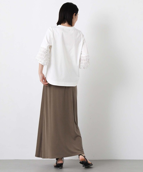 Gready Brilliant(グレディブリリアン)の「ポンチ袖リボンパフ7分カットソー(Tシャツ/カットソー・レディース・ネイビー系/オフホワイト・38)」の14枚目の写真