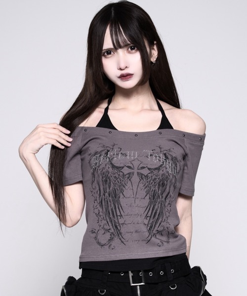 REFLEM(レフレム)の「『REFLEM/レフレム』キャミレイヤードトップス/ハーフスリーブカットソー(Tシャツ/カットソー・レディース・ブラック/グレー/ホワイト・FREE)」の3枚目の写真