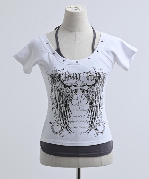 REFLEM(レフレム)の「『REFLEM/レフレム』キャミレイヤードトップス/ハーフスリーブカットソー(Tシャツ/カットソー・レディース・ブラック/グレー/ホワイト・FREE)」の20枚目の写真